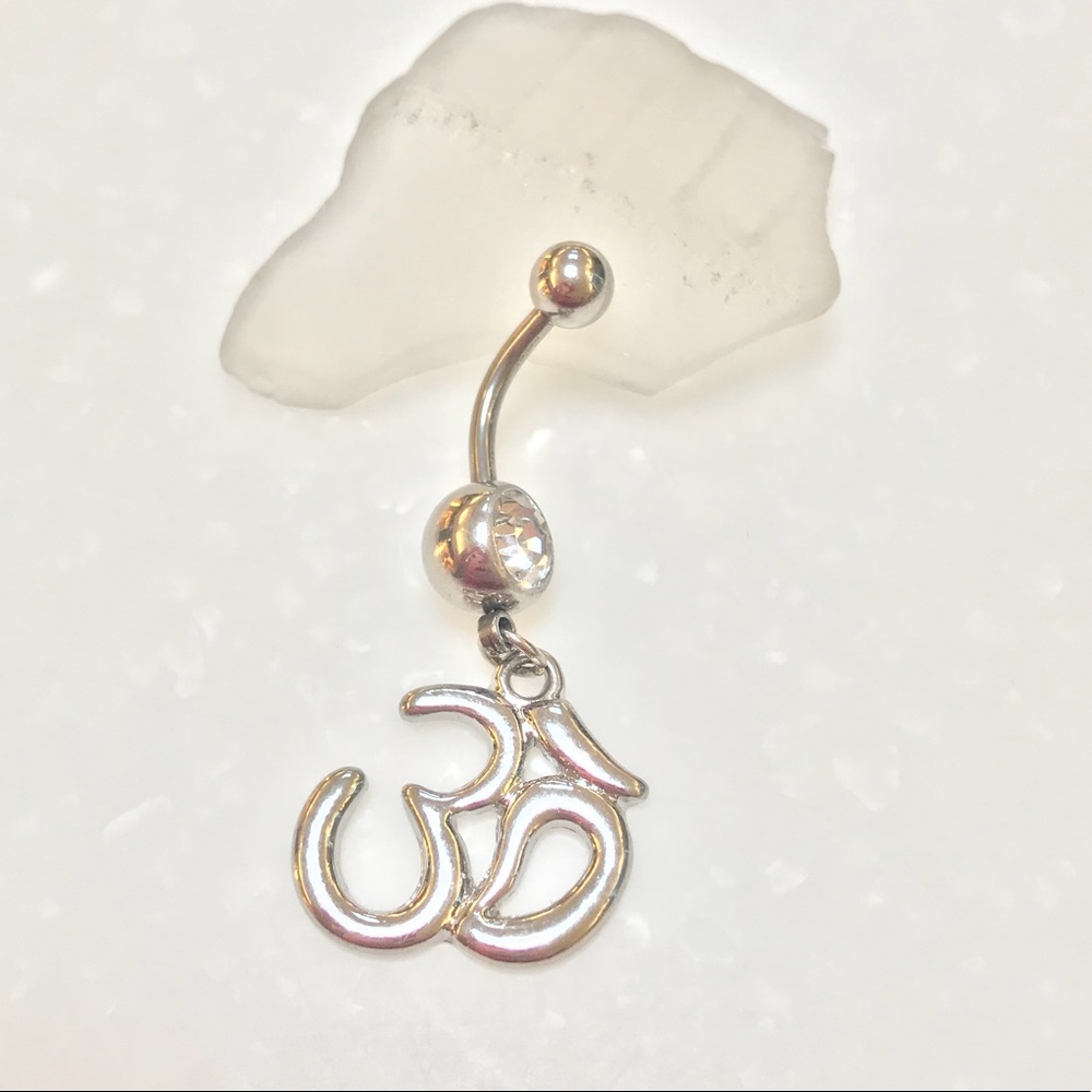 Ohm Dangle Belly Button Ring Surgical Steel 14g